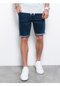 Ombre Clothing - Krótkie spodenki męskie jeansowe - ciemny jeans V3 - Rozmiar: XXL. Materiał: jeans. Długość: krótkie #4
