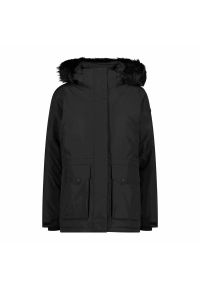 Kurtka turystyczna damska CMP Parka Zip Hood przeciwdeszczowa. Kolor: czarny. Sport: turystyka piesza #1