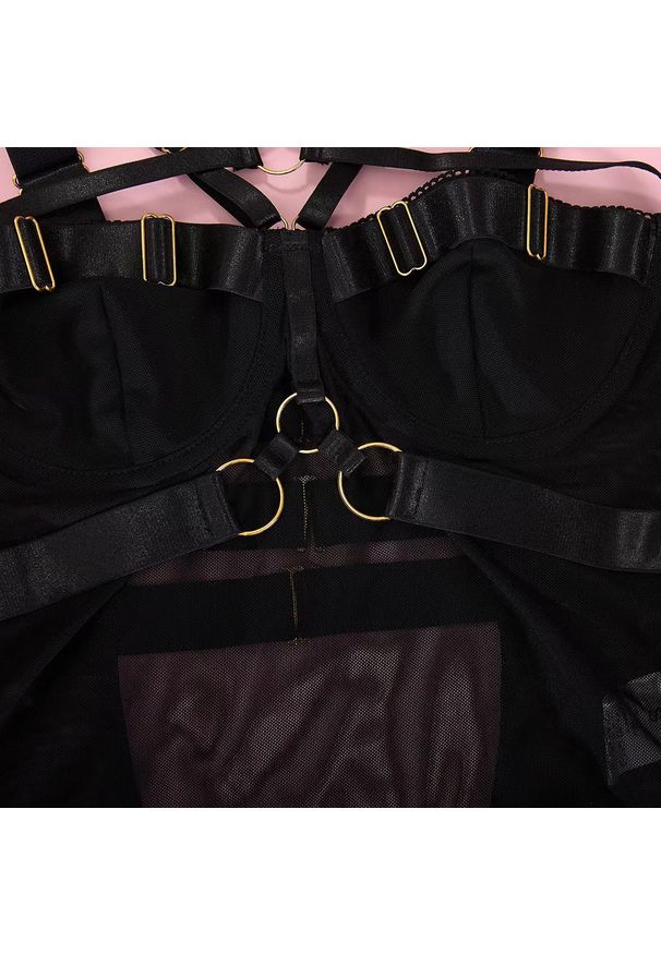 Intica - Body z paseczkami na wieczór regulowane wycięcia Ticuta. Kolor: różowy. Materiał: materiał. Wzór: paski