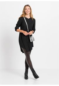 bonprix - Sukienka koszulowa z krótką listwą guzikową. Kolor: czarny. Długość rękawa: długi rękaw. Typ sukienki: koszulowe #2