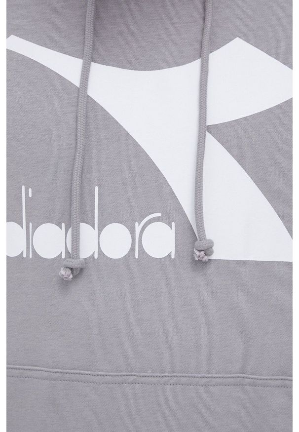 Diadora Bluza 102.177089 męska kolor szary z kapturem z nadrukiem. Typ kołnierza: kaptur. Kolor: szary. Materiał: bawełna. Wzór: nadruk