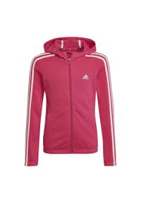 Adidas - Bluza dziewczęca w 3 paski adidas Essentials. Kolor: różowy. Wzór: paski