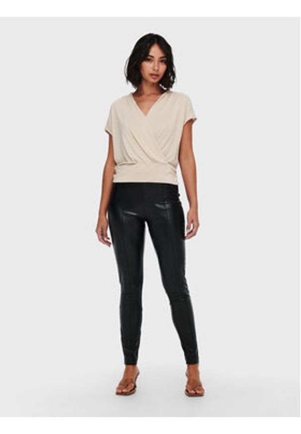 only - ONLY Legginsy Jessie 15231825 Czarny Slim Fit. Kolor: czarny. Materiał: skóra