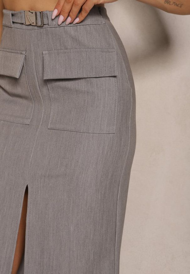 Renee - Szara Spódnica Ołówkowa z Wiskozą Lorattia. Okazja: na co dzień, na spotkanie biznesowe. Kolor: szary. Materiał: wiskoza. Styl: casual, elegancki, biznesowy, klasyczny