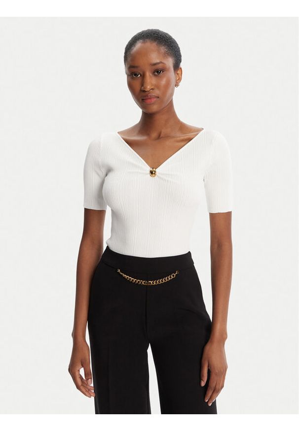 Marciano Guess Sweter 5YGR02 5875Z Biały Regular Fit. Kolor: biały. Materiał: wiskoza