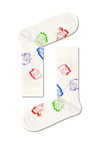 Happy-Socks - Happy Socks Skarpety wysokie unisex SIM01-1300 Écru. Materiał: bawełna, materiał