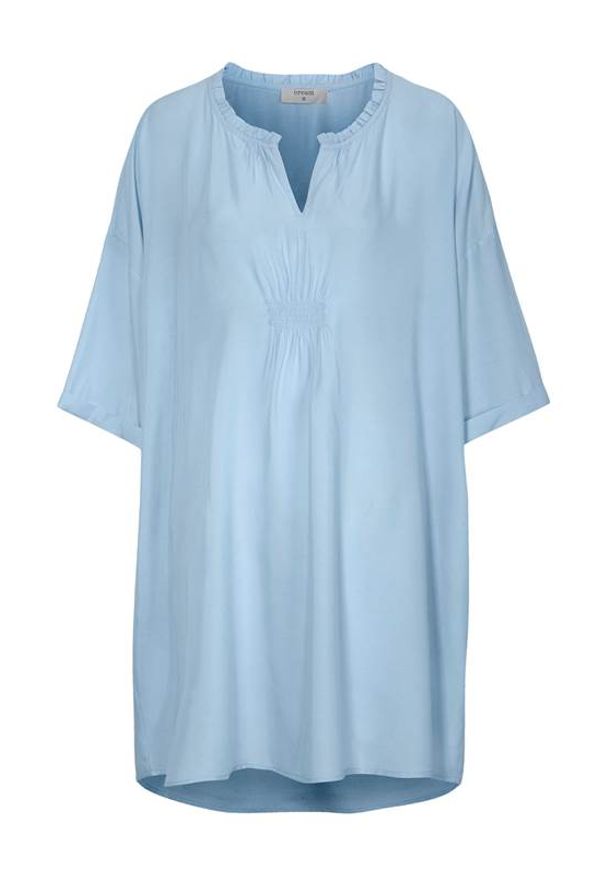 Cream Sukienko-tunika z wiskozy Line błękitny female niebieski. Kolor: niebieski. Materiał: wiskoza. Długość rękawa: krótki rękaw. Długość: krótkie