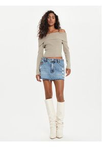 Guess Sweter Nina W4BR73 Z3K92 Beżowy Slim Fit. Kolor: beżowy. Materiał: syntetyk