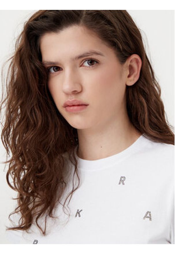 Karl Lagerfeld - KARL LAGERFELD T-Shirt A1W17078 Biały Regular Fit. Typ kołnierza: dekolt w karo. Kolor: biały. Materiał: bawełna