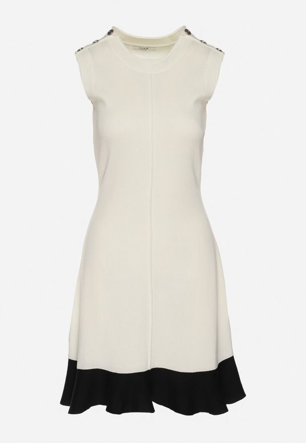 Born2be - Beżowa Wiskozowa Sukienka o Rozkloszowanym Kroju w Stylu Retro Saniera. Okazja: na co dzień. Kolor: beżowy. Materiał: wiskoza. Długość rękawa: bez rękawów. Wzór: aplikacja. Sezon: wiosna, lato. Styl: retro