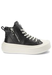 Czarne Sneakersy John Doubare Skórzane Obuwie Męskie. Okazja: na co dzień. Zapięcie: sznurówki. Kolor: czarny. Materiał: skóra. Szerokość cholewki: normalna #6