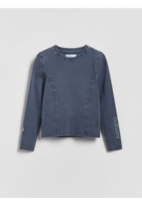 Reserved - Koszulka z efektem sprania - granatowy. Kolor: niebieski. Materiał: bawełna #1
