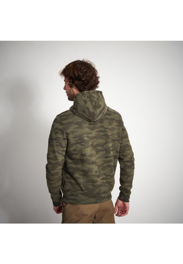 SOLOGNAC - Bluza outdoor z kapturem Solognac 500 Camo Halftone. Typ kołnierza: kaptur. Kolor: zielony. Materiał: poliester, bawełna, materiał, elastan. Sport: outdoor