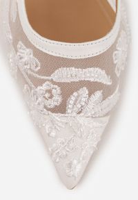 Born2be - Białe Siateczkowe Czółenka VICES na Klepsydrze z Haftem i Koralikami Elriniana. Okazja: na co dzień, na ślub cywilny, na randkę, na wesele, do pracy, na spotkanie biznesowe. Kolor: biały. Materiał: koronka. Wzór: haft. Styl: klasyczny, casual, biznesowy, elegancki #9