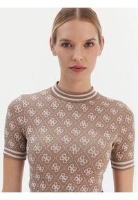 Guess T-Shirt V5BP07 K2000 Brązowy Slim Fit. Kolor: brązowy. Materiał: syntetyk #2