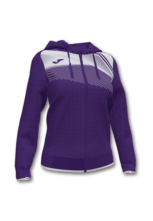 Kurtka do piłki nożnej damska Joma Supernova II z kapturem. Typ kołnierza: kaptur. Kolor: wielokolorowy, fioletowy, biały