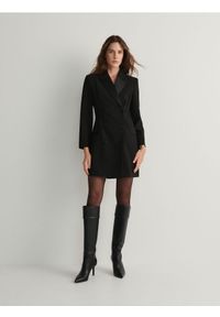 Reserved - Sukienka mini - czarny. Kolor: czarny. Materiał: tkanina, wiskoza. Długość: mini