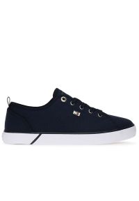 TOMMY HILFIGER - Buty Tommy Hilfiger Vulc Canvas FW0FW08063-DW6 - granatowe. Okazja: na co dzień. Kolor: niebieski. Materiał: bawełna, guma, tkanina, poliester. Szerokość cholewki: normalna