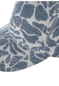 Ochnik - Błękitno-kremowa czapka z daszkiem. Kolor: niebieski. Materiał: bawełna. Wzór: kwiaty