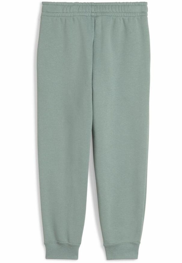 Puma - Dziecięce polarowe spodnie dresowe ESS z logo No. 1 PUMA Green Moon. Okazja: na co dzień. Kolor: zielony. Materiał: dresówka, polar. Wzór: nadruk. Styl: elegancki, casual
