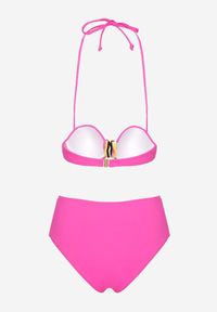 Born2be - Fuksjowe Bikini Biustonosz z Geometrycznym Wzorem Majtki Typu Figi Ulosalia. Kolor: różowy. Wzór: geometria #4