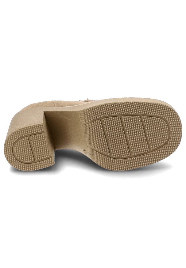 Beżowe Półbuty Lemar Wygodne Skórzane Buty. Kolor: beżowy. Materiał: skóra. Szerokość cholewki: normalna. Obcas: na obcasie. Styl: elegancki. Wysokość obcasa: średni