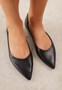 Renee - Czarne Balerinki ze Szpiczastymi Noskami w Eleganckim Stylu Lagenaria. Okazja: na imprezę, na co dzień. Nosek buta: szpiczasty. Kolor: czarny. Materiał: jeans, materiał. Wzór: kwiaty. Styl: elegancki #8