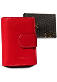 ROVICKY - Portfel skórzany Rovicky R-RD-41-GCL Red czerwony. Kolor: czerwony. Materiał: skóra