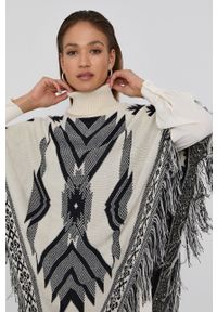 TwinSet - Twinset - Poncho. Kolor: beżowy. Materiał: dzianina #5