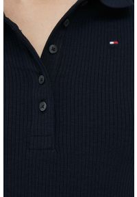 TOMMY HILFIGER - Tommy Hilfiger polo damski kolor granatowy. Typ kołnierza: polo. Kolor: niebieski. Materiał: materiał, dzianina, prążkowany. Długość: krótkie #5