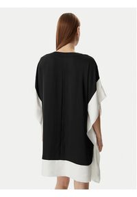 Karl Lagerfeld - KARL LAGERFELD Sukienka codzienna B2W13016 Czarny Loose Fit. Okazja: na co dzień. Typ kołnierza: dekolt w karo. Kolor: czarny. Materiał: syntetyk. Typ sukienki: proste. Styl: casual #5