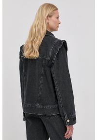 Notes du Nord kurtka jeansowa bawełniana kolor czarny przejściowa. Okazja: na co dzień. Kolor: czarny. Materiał: jeans, bawełna. Wzór: aplikacja. Styl: casual