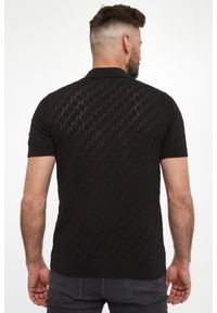 Karl Lagerfeld - Polo męskie z dzianiny ażurowej KARL LAGERFELD. Typ kołnierza: polo. Materiał: dzianina. Wzór: ażurowy