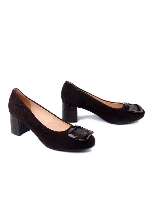 Bioeco by Arka - BIOECO BY ARKA 6821 2036+2958 czekolada, czółenka damskie. Kolor: brązowy. Materiał: skóra. Obcas: na obcasie. Wysokość obcasa: średni