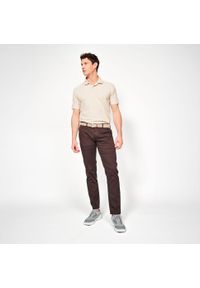 INESIS - Spodnie do golfa chino męskie Inesis MW500 bawełniane. Kolor: brązowy. Materiał: bawełna, elastan, poliester, materiał. Sport: golf