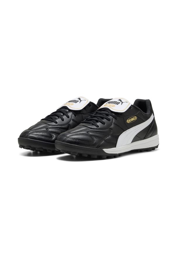 Puma - Buty piłkarskie unisex KING TOP TT PUMA Black White Gold. Kolor: czarny, biały, wielokolorowy. Sport: piłka nożna