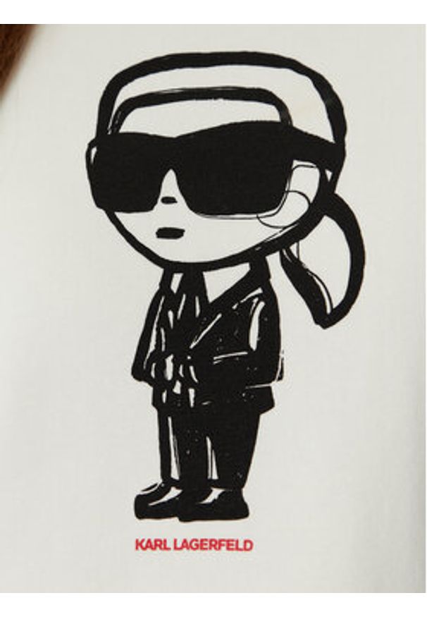 Karl Lagerfeld - KARL LAGERFELD Bluza A2W20071 Beżowy jasny Regular Fit. Typ kołnierza: dekolt w karo. Kolor: beżowy. Materiał: bawełna