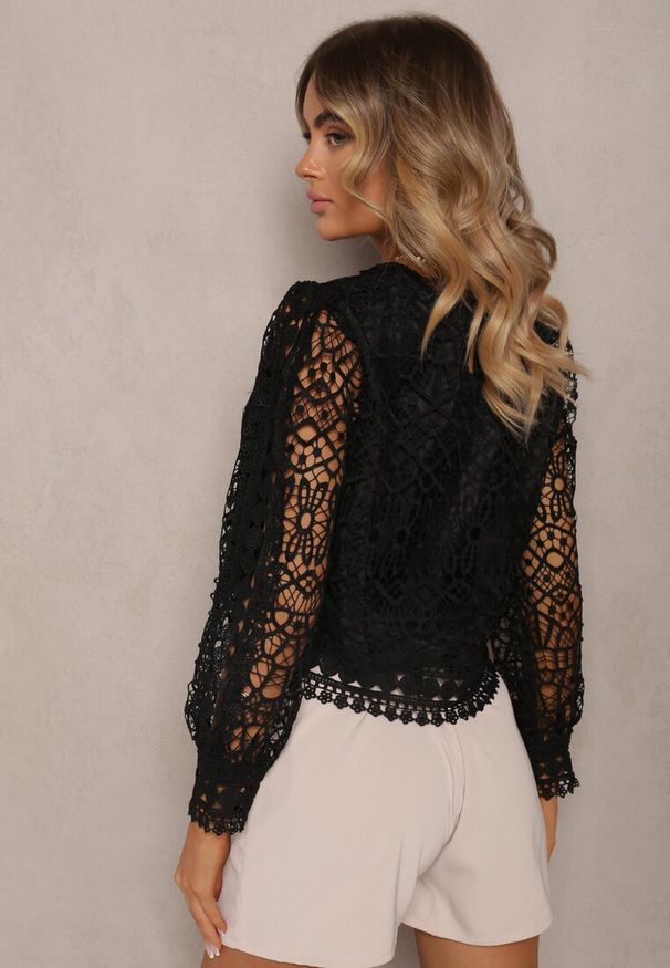 Renee - Czarna Bluzka Koronkowa Nohames. Kolor: czarny. Materiał: koronka