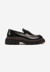 Born2be - Czarne Lakierowane Półbuty w Stylu Mokasynów Rivzakia. Okazja: na co dzień. Kolor: czarny. Materiał: lakier. Styl: klasyczny, casual #3
