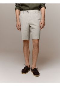 Reserved - Garniturowe szorty z lnem - beżowy. Kolor: beżowy. Materiał: len #1