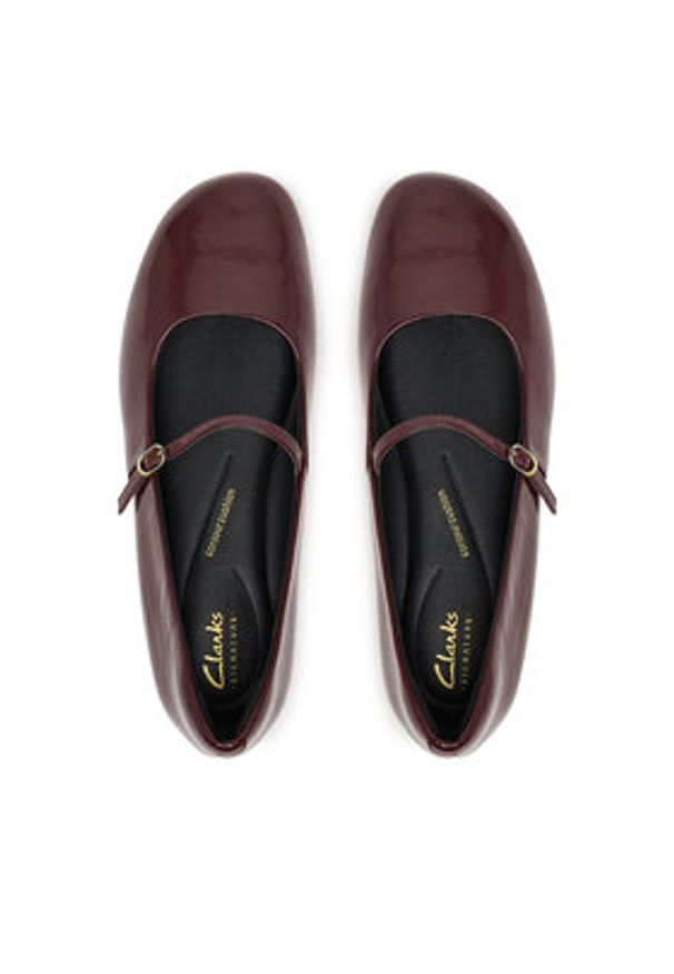Clarks Baleriny Livia Sky 26184743 Bordowy. Kolor: czerwony. Materiał: skóra, lakier