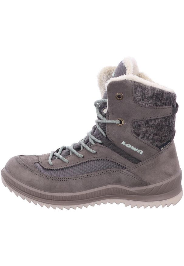 Buty trekkingowe dla dzieci Lowa Ella Gtx. Kolor: szary. Materiał: syntetyk, zamsz, materiał. Szerokość cholewki: normalna