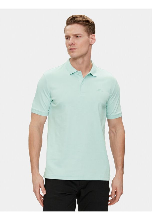 Calvin Klein Polo Smooth K10K111657 Zielony Slim Fit. Typ kołnierza: polo. Kolor: zielony. Materiał: bawełna