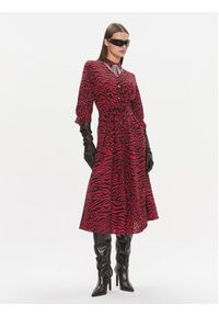 Karl Lagerfeld - KARL LAGERFELD Sukienka koszulowa 240W1300 Bordowy Regular Fit. Typ kołnierza: dekolt w karo. Kolor: czerwony. Materiał: wiskoza. Typ sukienki: koszulowe #5