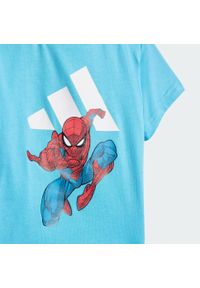 Zestaw Adidas Marvel Spider-Man T-Shirt. Kolor: biały, wielokolorowy, niebieski. Wzór: motyw z bajki