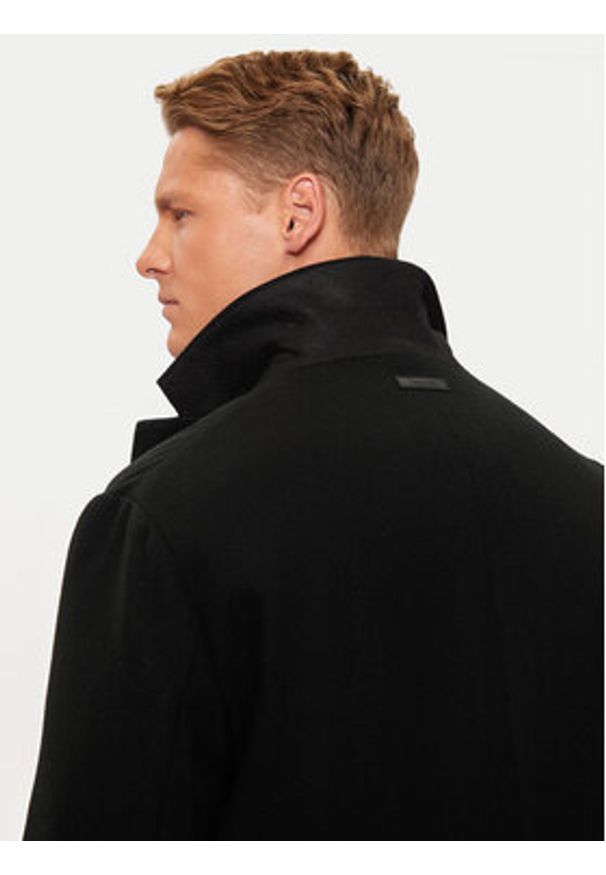 Calvin Klein Płaszcz wełniany K10K113270 Czarny Regular Fit. Kolor: czarny. Materiał: wełna, syntetyk