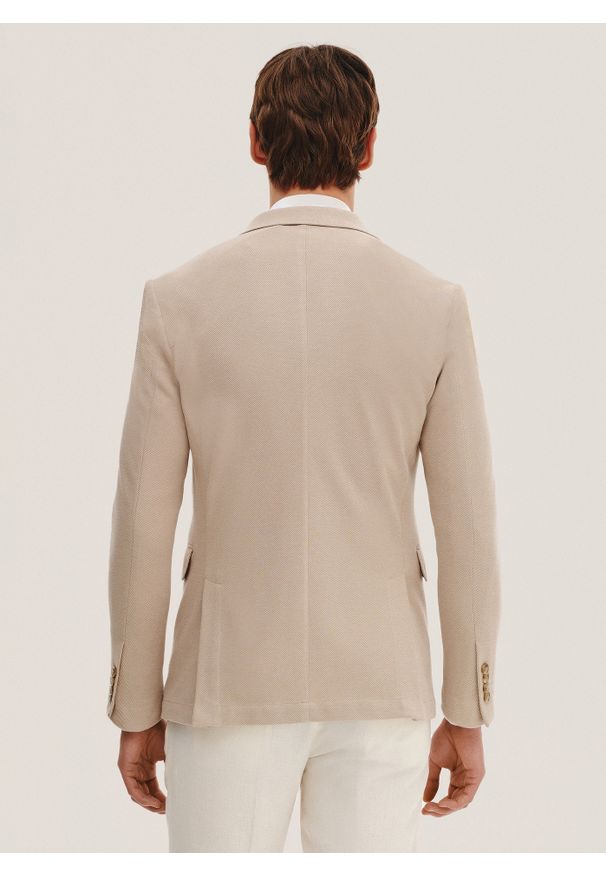 Pako Lorente - PAKO LORENTE – Beżowa marynarka z dzianiny. Kolor: niebieski, beżowy. Materiał: dzianina. Sezon: wiosna