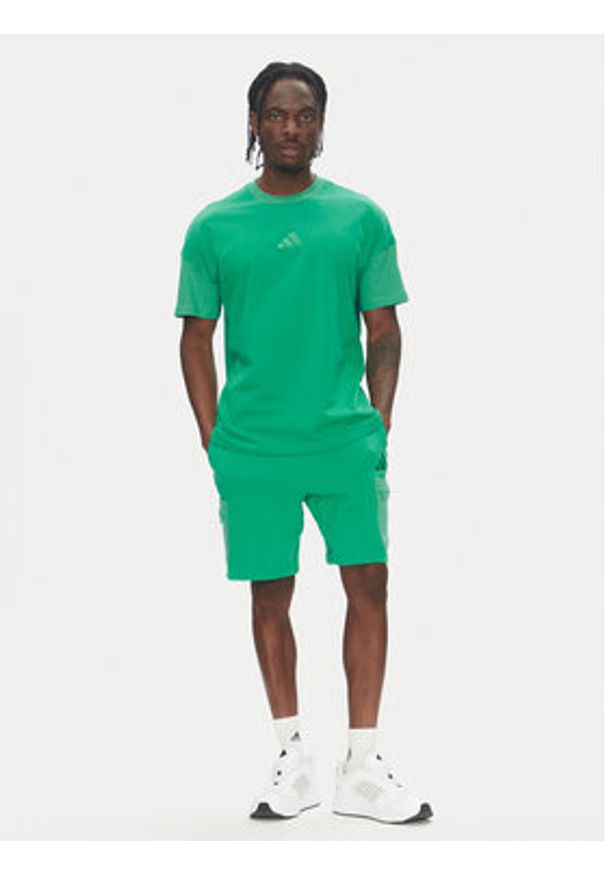 Adidas - adidas Szorty sportowe ALL SZN French Terry Colorblock JN9485 Zielony Regular Fit. Kolor: zielony. Materiał: bawełna. Styl: sportowy
