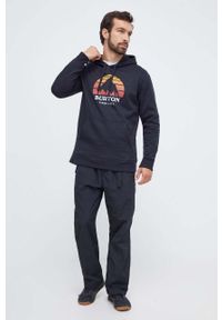 Burton bluza męska kolor czarny z kapturem z nadrukiem. Typ kołnierza: kaptur. Kolor: czarny. Materiał: poliester, dzianina. Wzór: nadruk #3