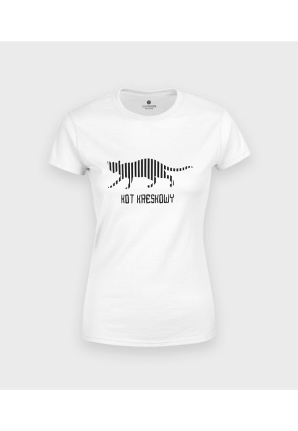 MegaKoszulki - Koszulka damska Kot kreskowy. Materiał: bawełna